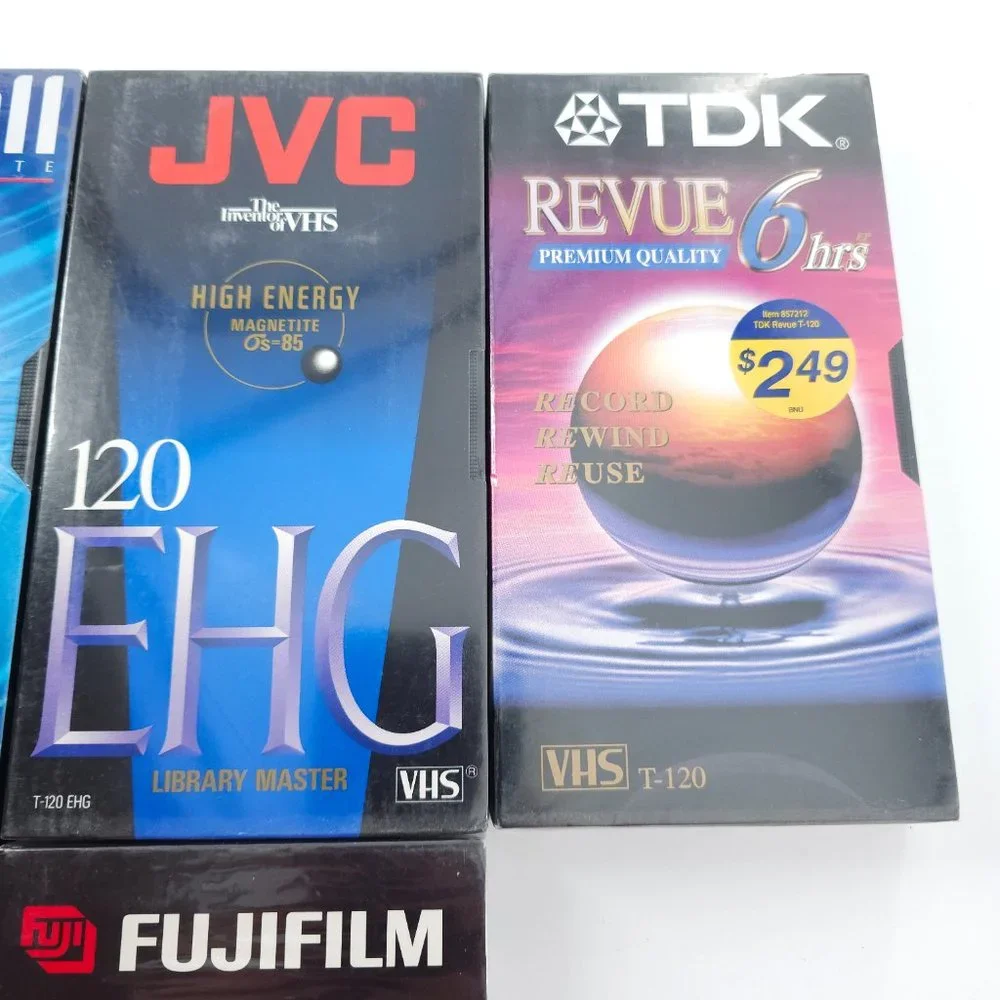 5 VHS Tapes Blank Maxell JVC TDK Fujifilm T-120 Video Tape - NEW